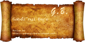 Gabányi Bere névjegykártya